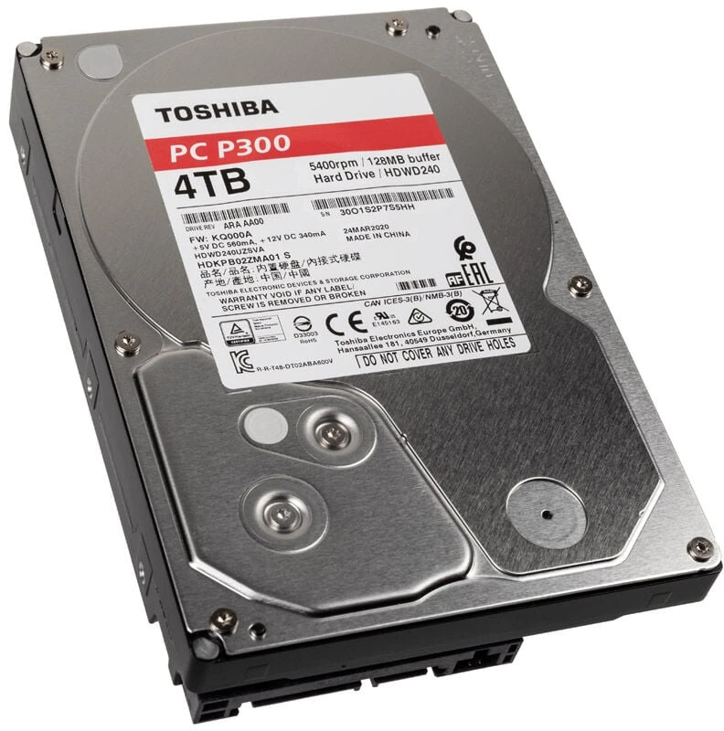 HDD plienas "Toshiba P300" (3,5 colio 4 TB, 5400 RPM, 128 MB, NCQ, AF, SATAIII), mašina