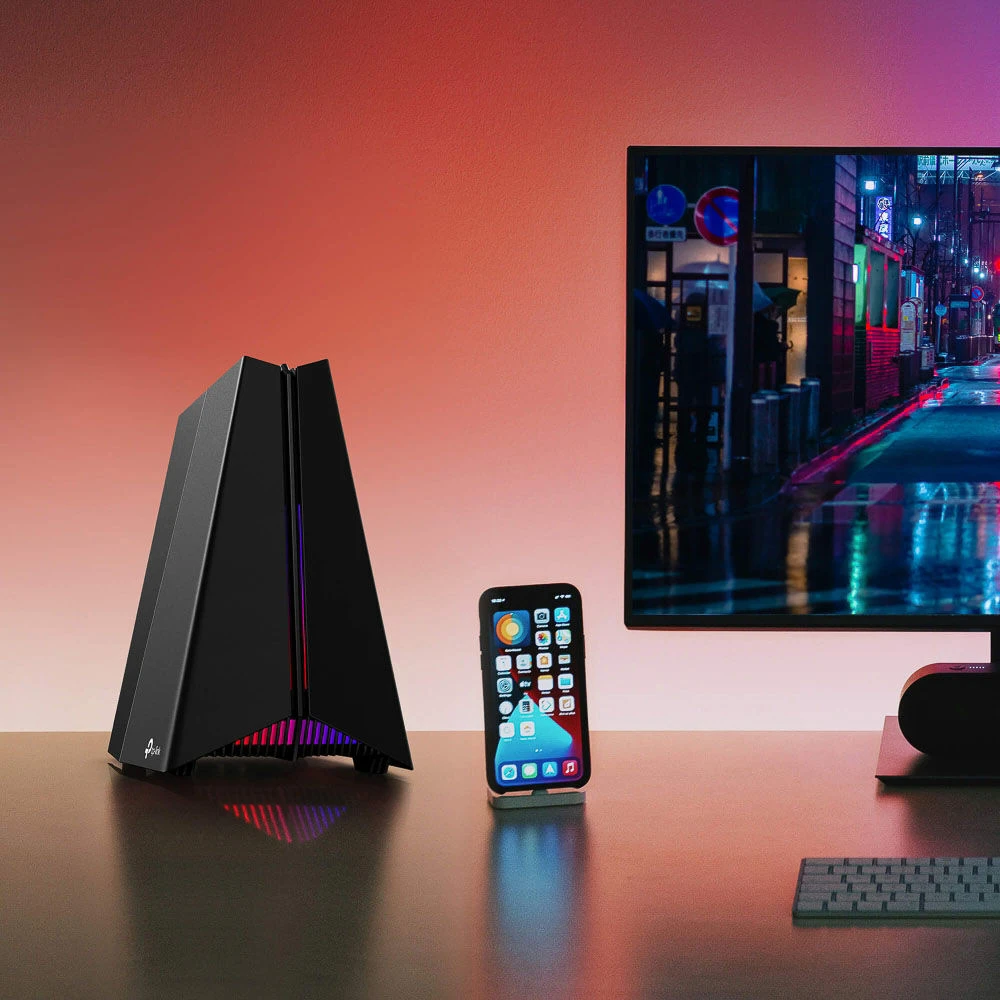 Maršrutizatorius TP-Link Archer GE550 Gaming-router, Tri-Band WiFi 7, 9.220 Mbit/s, Mesh, RGB - juodas