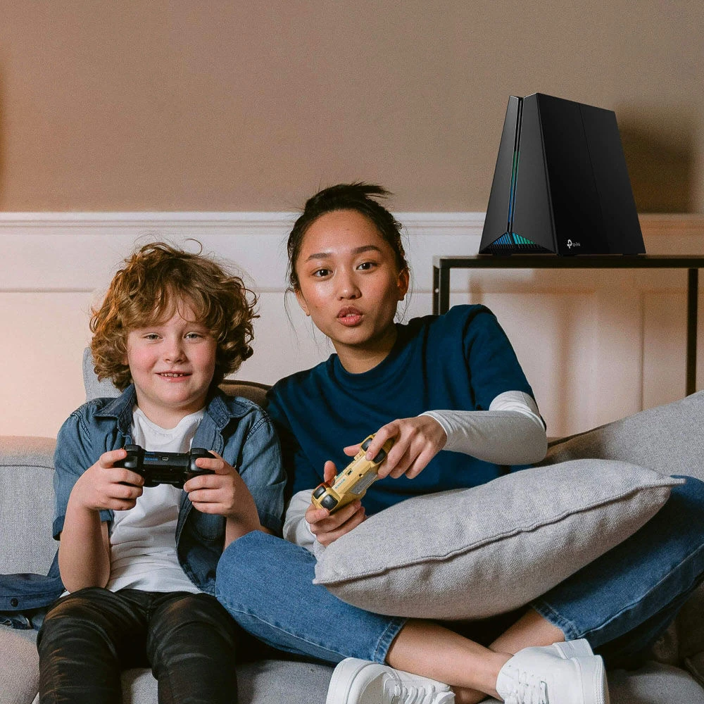 Maršrutizatorius TP-Link Archer GE550 Gaming-router, Tri-Band WiFi 7, 9.220 Mbit/s, Mesh, RGB - juodas