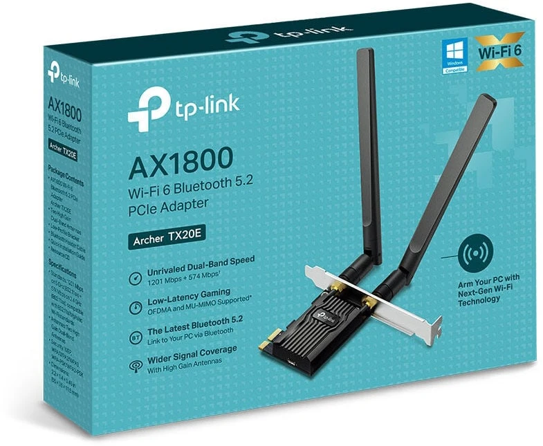 TP-LINK | Archer TX20E AX1800 Wi-Fi 6 Bluetooth 5.2 PCIe adapteris