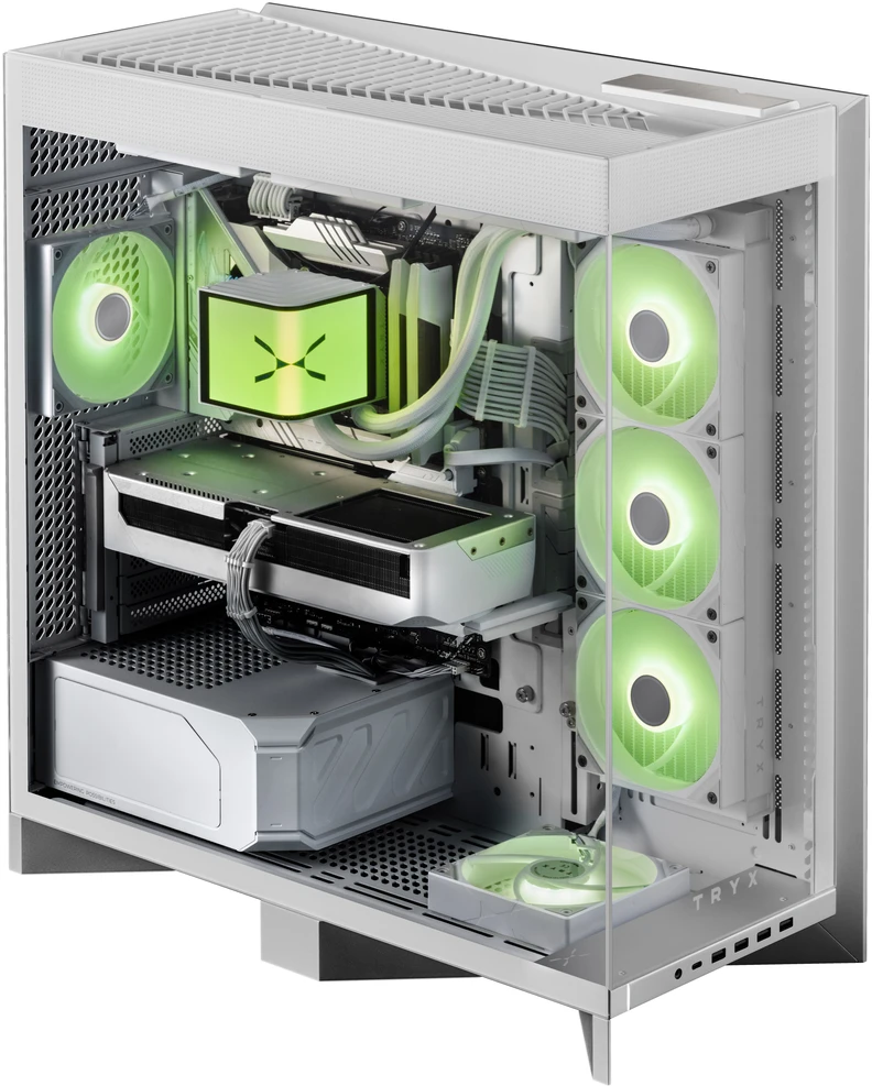 TRYX LUCA L70 Midi Tower - Baltas + PANORAMA SE ARGB 360 Complete Vanduo Cooling, 3D-AMOLED, 360mm - Baltas