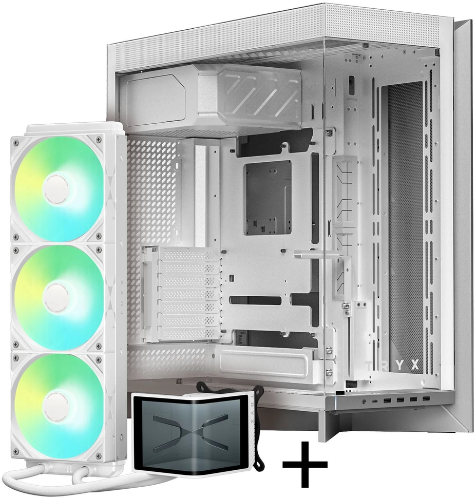 TRYX LUCA L70 Midi Tower - Baltas + PANORAMA SE ARGB 360 Complete Vanduo Cooling, 3D-AMOLED, 360mm - Baltas