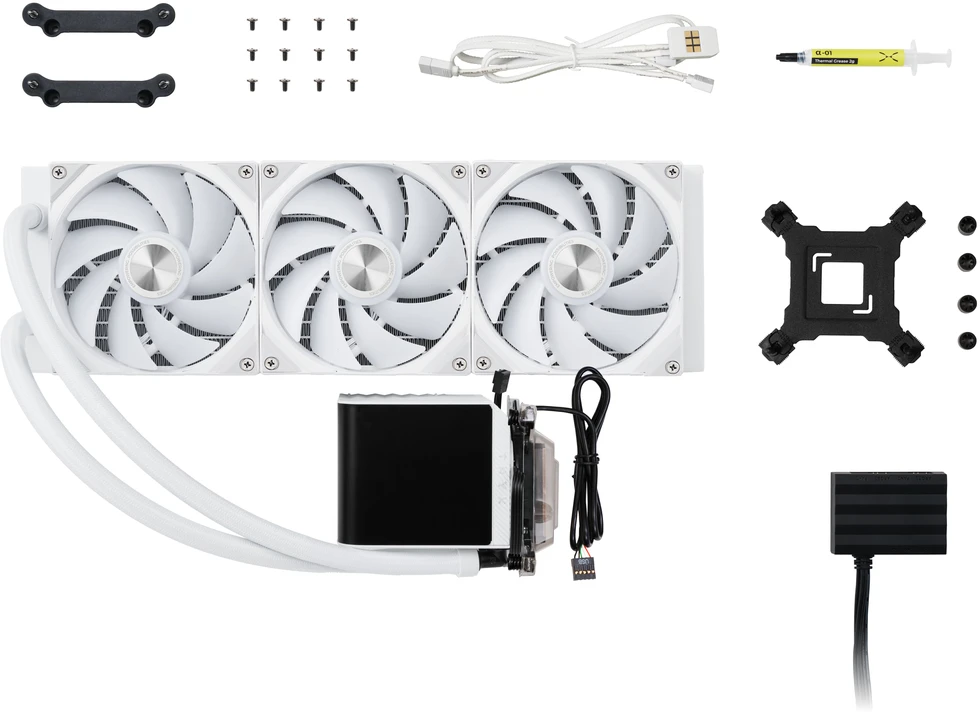 TRYX PANORAMA 360 ARGB All-in-One Liquid Cooler, 3D-AMOLED-Ekranas – 360mm, baltos spalvos