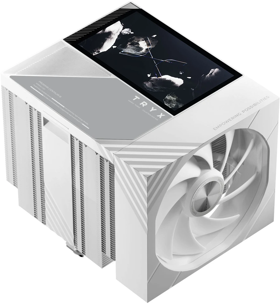 TRYX TURRIS T620 procesoriaus oro aušintuvas, dviejų bokštų, su 5 colių ekranu ir 120 mm, Baltas
