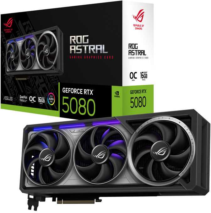 ASUS ROG Astral GeForce RTX5080 OC 16 GB vaizdo plokštė, modelis - 90YV0LV0-M0NA00, žema kaina | Varle.lt
