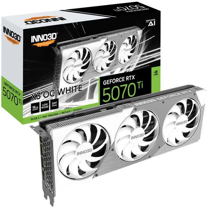 Vaizdo plokštė INNO3D GeForce RTX 5070 Ti X3 Baltas 16GB OC DLSS 4