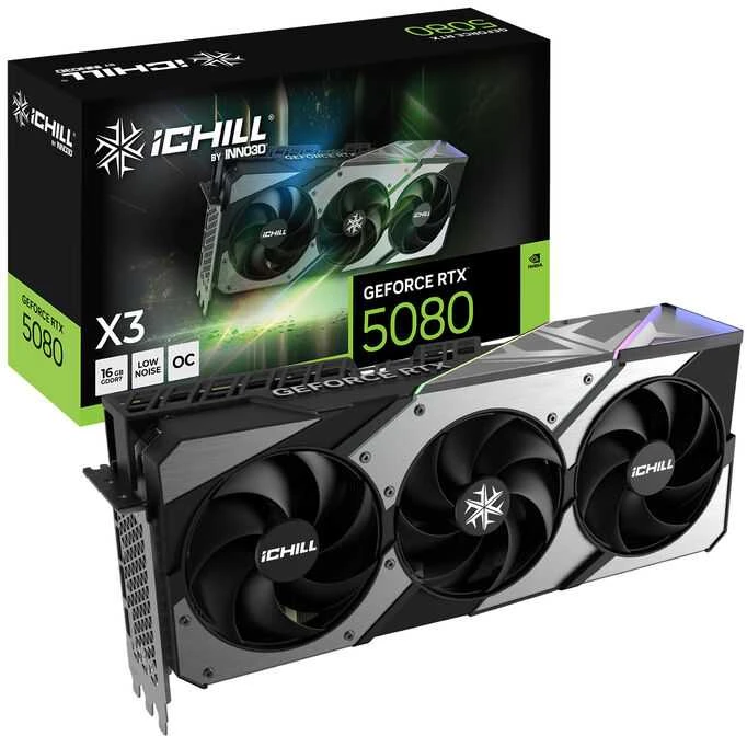 Vaizdo plokštė „Inno3D iChill GeForce RTX 5080 X3“ NVIDIA 16 GB GDDR7