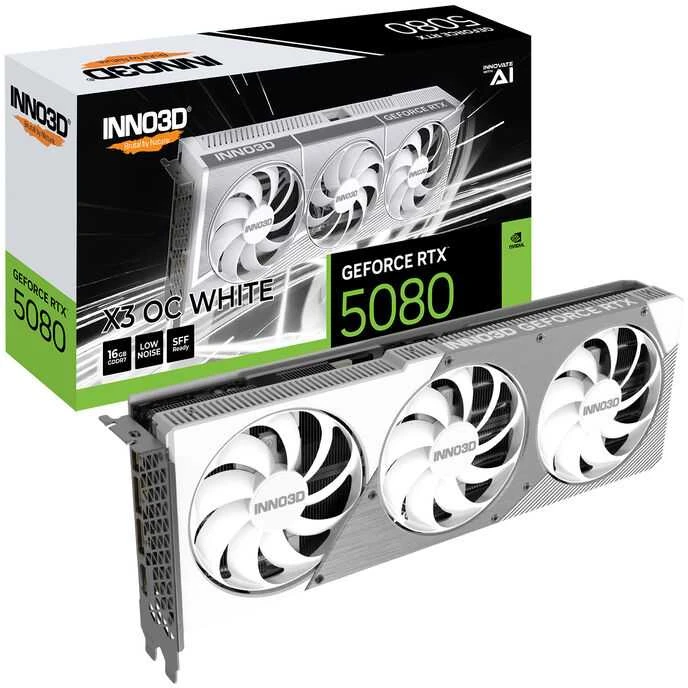 Vaizdo plokštė „Inno3D GeForce RTX 5080 X3 OS“ balta NVIDIA 16 GB GDDR7