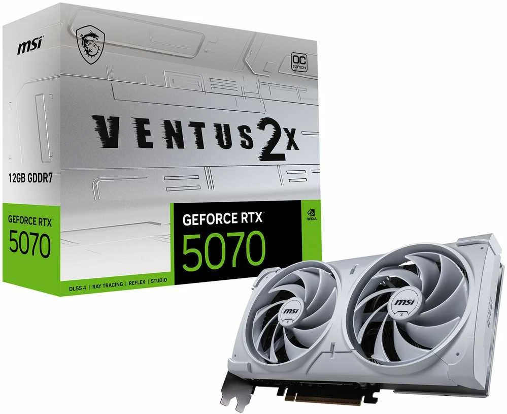 Vaizdo plokštė MSI GeForce RTX 5070 12G VENTUS 2X OC Baltas | NVIDIA | 12 GB | GeForce RTX 5070 | GDDR7 | HDMI jungtys kiekis 1 | PCI Express Gen 5