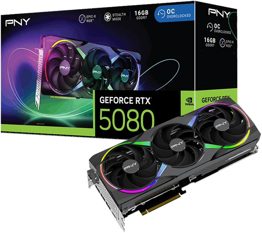 „Pny Technologies“ „GeForce RTX 5080 ARGB OC“ – 16 GB GDDR7 vaizdo plokštė