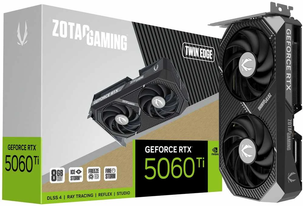 Zotac ŽAIDIMŲ vaizdo plokštė „GeForce RTX 5060 Ti Twin Edge“ „NVIDIA 8 GB GDDR7“