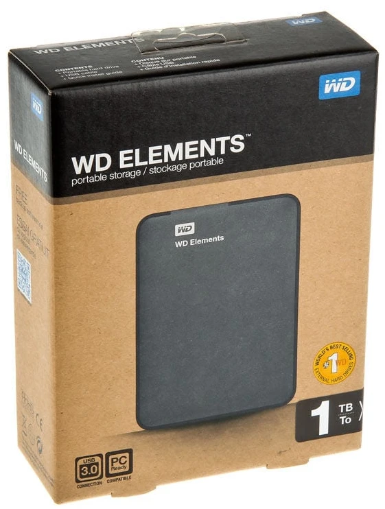 Išorinis kietasis diskas Western Digital Elements HDD 1TB USB3, Juodas