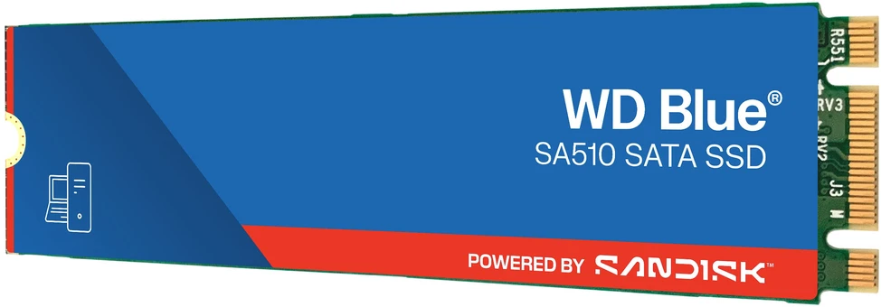 WD Mėlyna SA510 SSD 1 TB M.2 2280 SATA III 6 Gb/s vidinis, vienos pakuotės, maitinamas „SANDISK“