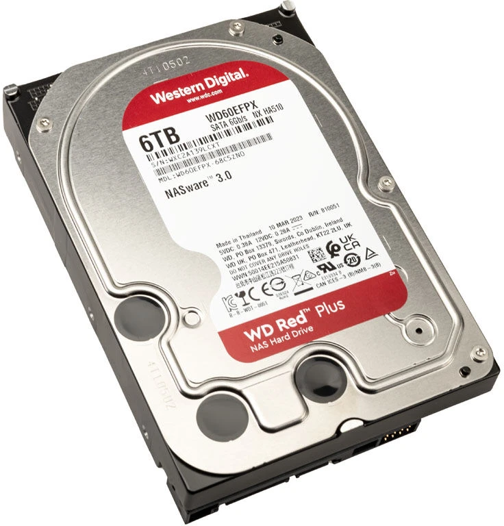 Sandisk WD Raudona Plus 6TB SATA 6Gb/s 3.5 colio 258MB cache vidinis HDD diskas, urmu