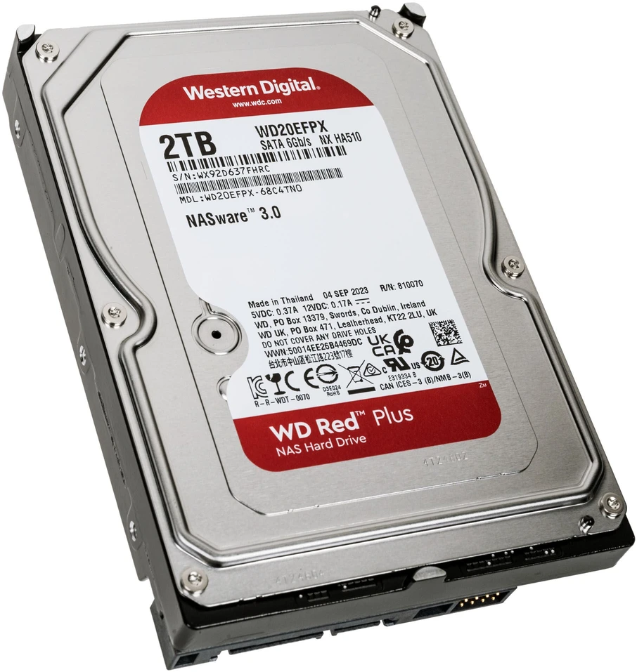 Kietasis diskas Sandisk WD Raudona Plus 2TB SATA 6Gb/s 3.5inch Rpm5400 128MB cache vidinis HDD diskas, didmeninis