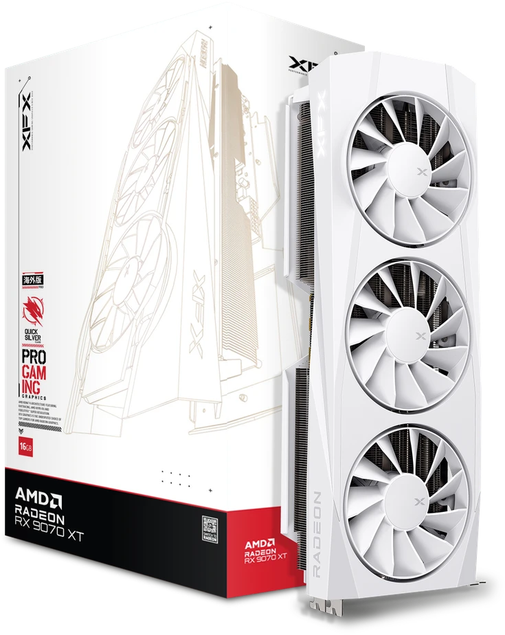 Vaizdo plokštė XFX Quicksilver AMD Radeon RX 9070XT Baltas 16GB GDDR6 256-bit HDMI 3xDP