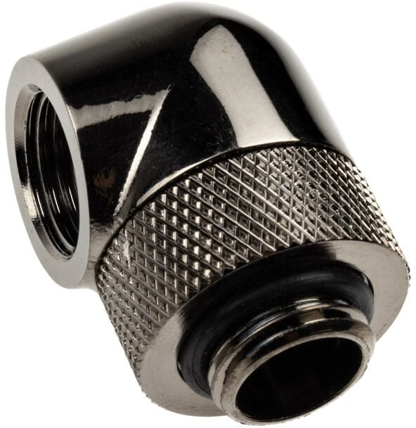 XSPC adapteris 90 laipsnių G1/4 colio kištukas į G1/4 colio kištuką, pasukamas, juodas chromas, 4 vnt. pakuotėje
