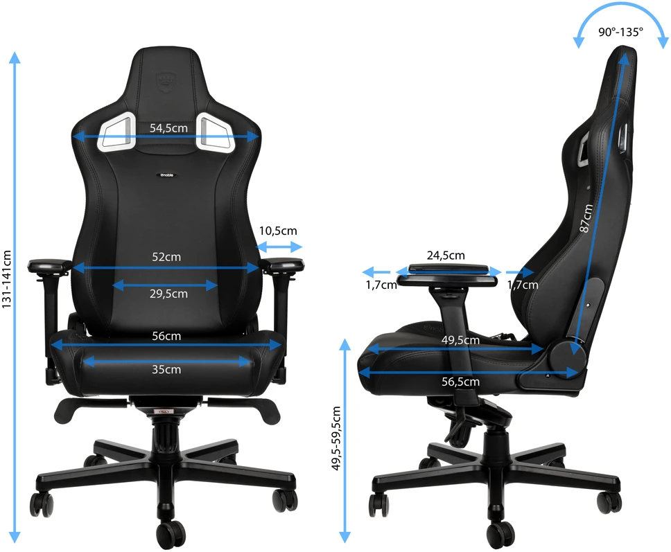 Žaidimų kėdė Noblechairs EPIC Juodas Edition Vinyl/PU hybrid leather Gaming Chair, Juoda