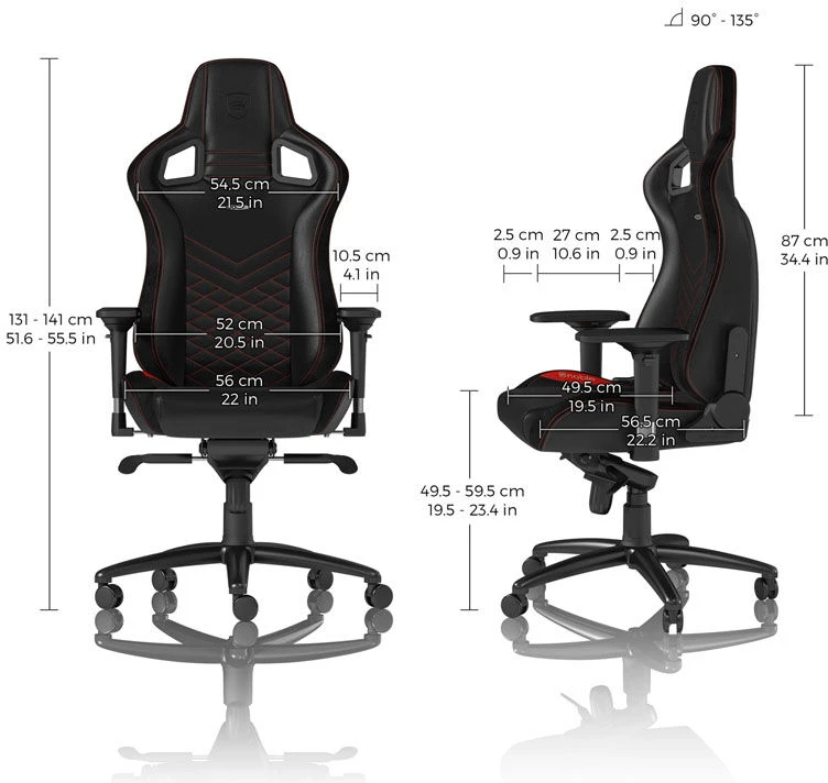 Žaidimų kėdė Noblechairs EPIC PU-Leather Gaming Chair, Juoda-raudona