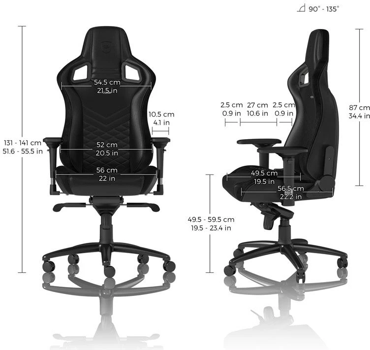 Žaidimų kėdė Noblechairs EPIC PU-Leather Gaming Chair, Juoda-mėlyna