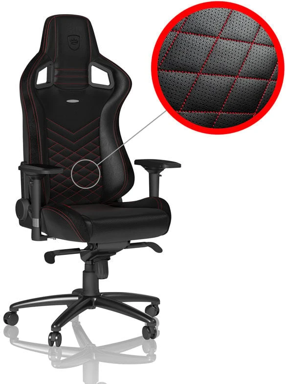 Žaidimų kėdė Noblechairs EPIC PU-Leather Gaming Chair, Juoda-raudona