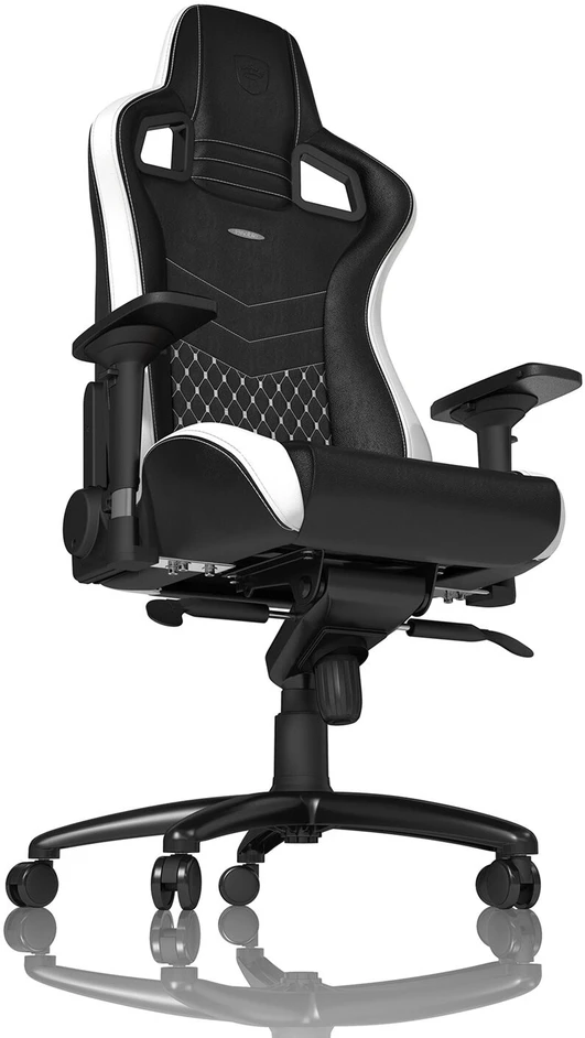 Žaidimų kėdė Noblechairs EPIC Real Leather Gaming Chair, Juoda-balta-raudona