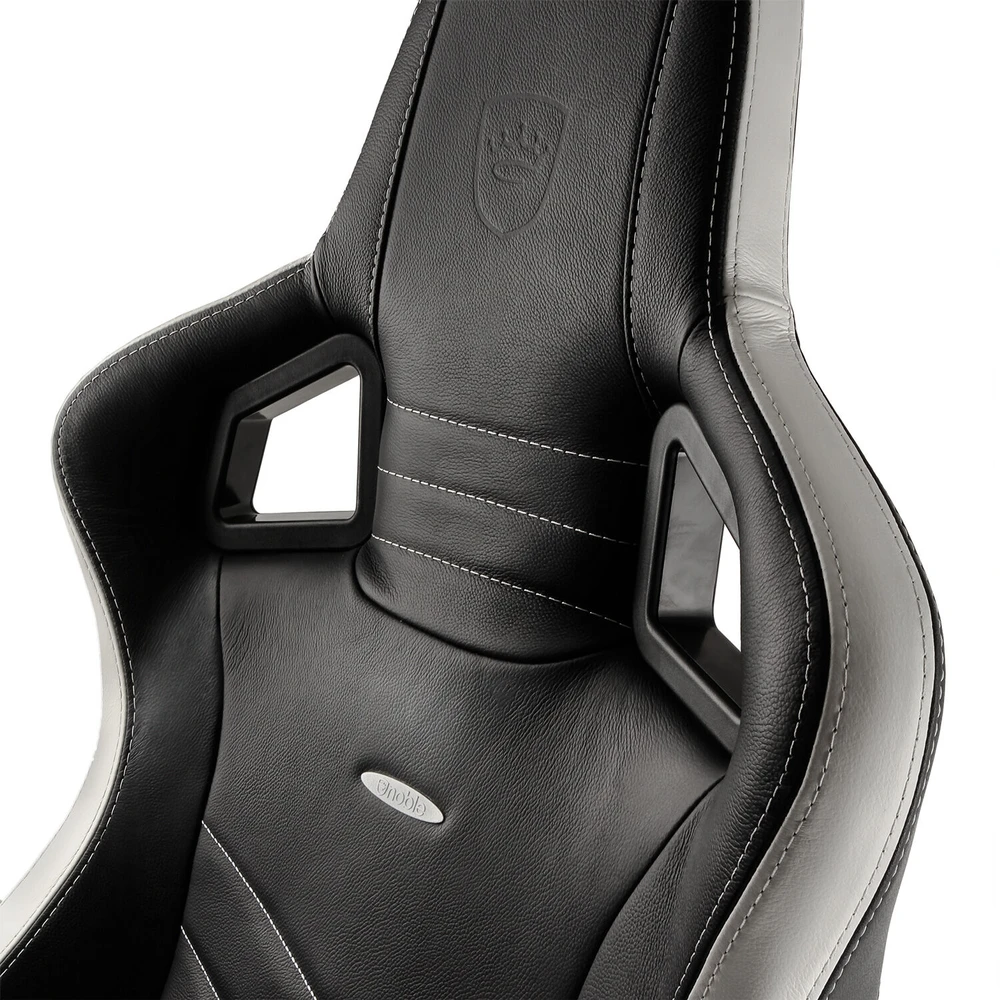 Žaidimų kėdė Noblechairs EPIC Real Leather Gaming Chair, Juoda-balta-raudona