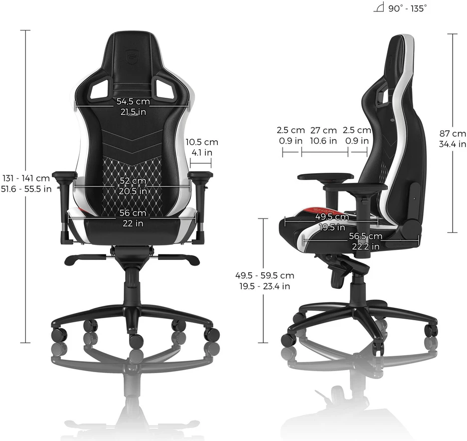 Žaidimų kėdė Noblechairs EPIC Real Leather Gaming Chair, Juoda-balta-raudona