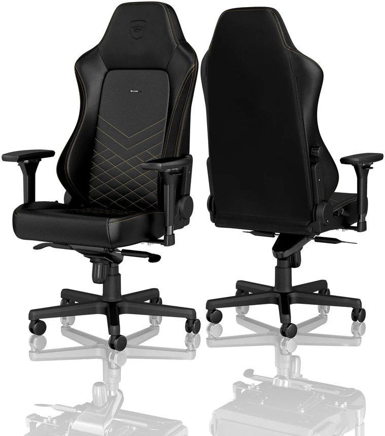 Žaidimų kėdė Noblechairs HERO PU-Leather Gaming Chair, Juoda-auksinė