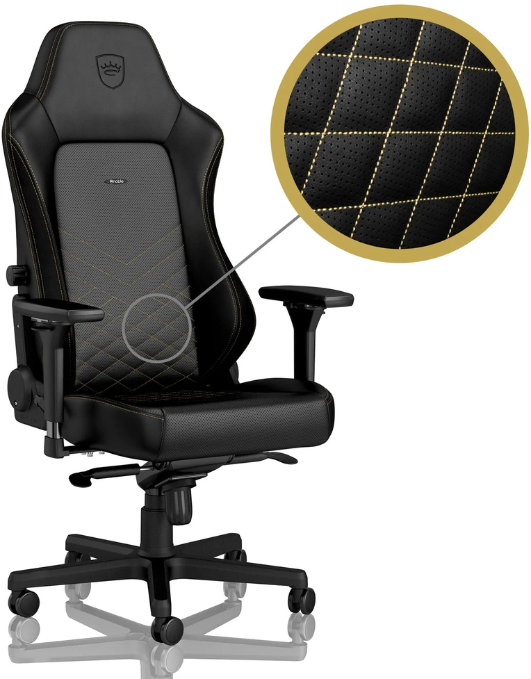 Žaidimų kėdė Noblechairs HERO PU-Leather Gaming Chair, Juoda-auksinė