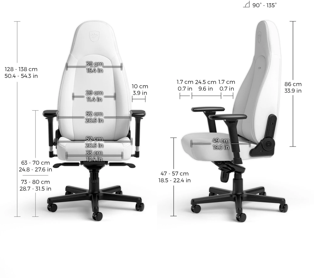 Žaidimų kėdė Noblechairs ICON Aukštųjų technologijų dirbtinės odos žaidimų kėdė, Baltas Edition