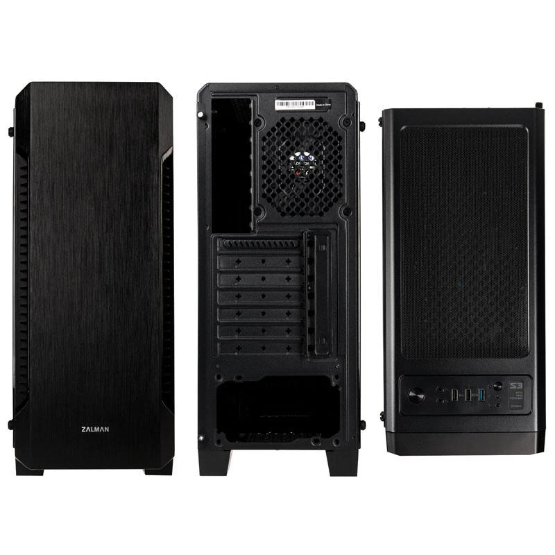 Zalman S3 TG ATX Mid Tower PC Case TG ventiliatorius x3