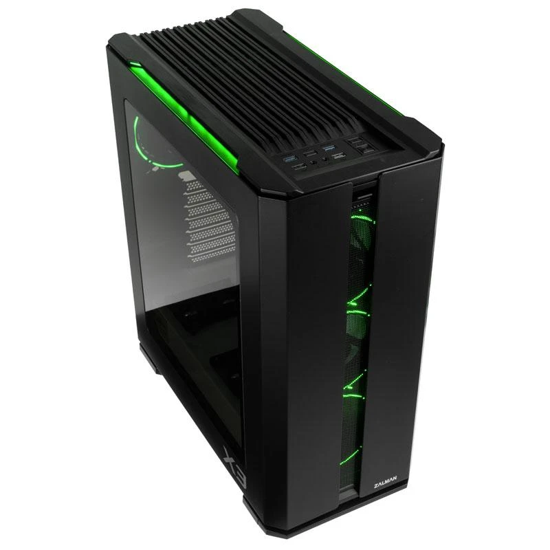 ZALMAN X3 juodas Zalman Chasis X3 juodas Tempered glass.4 X RGB LED FANS.2 x RGB LED bars on top
