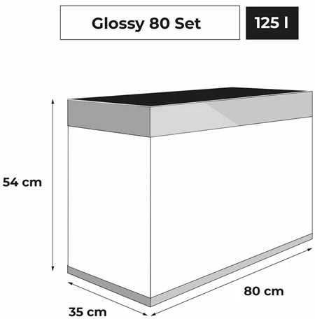 Aquael Glossy 125L LED D&N pilkas (Pagal užsakymą)
