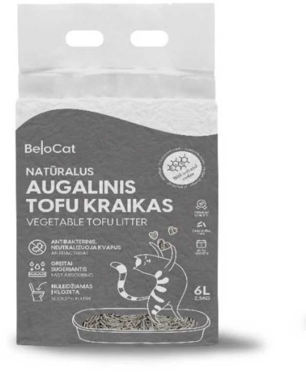 Belacor Belocat Tofu kraikas katėms su aktyvinta anglimi, 6 l
