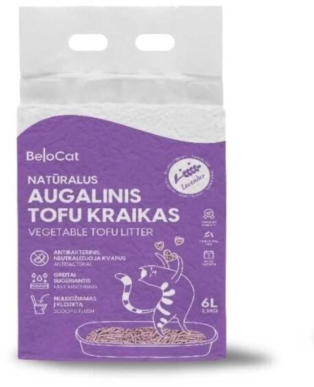 Belacor Belocat Tofu kraikas katėms levandų kvapo, 6 l