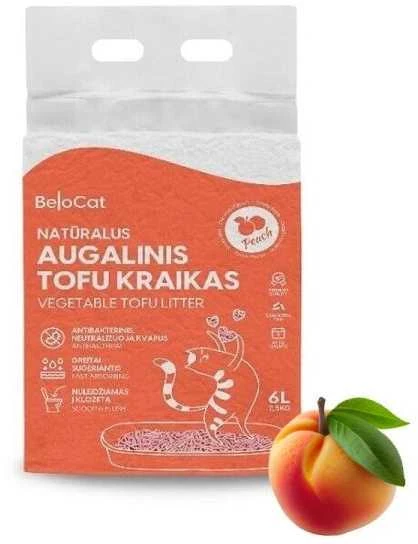 Belacor Belocat Tofu kraikas katėms persikų kvapo, 6 l