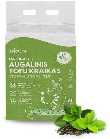 Belacor Belocat Tofu kraikas katėms žaliosios arbatos kvapo, 6 l