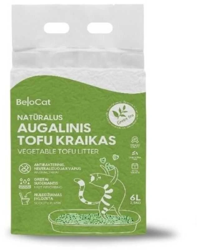 Belacor Belocat Tofu kraikas katėms žaliosios arbatos kvapo, 6 l