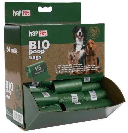 HapPet BIO maišeliai ekskrementams 16 ritinėliai (žali)