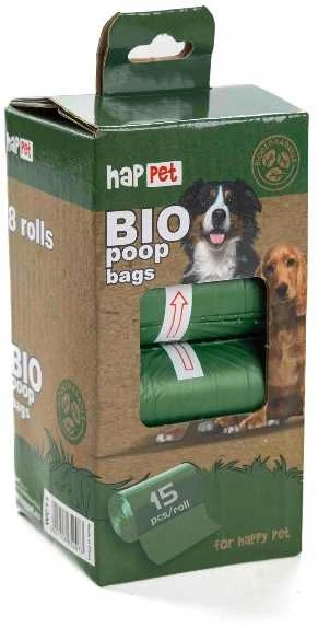 HapPet BIO maišeliai ekskrementams 8 ritinėliai (žali)