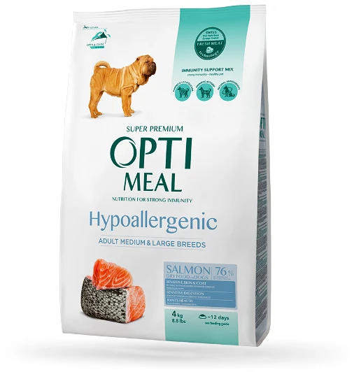 Optimeal Hypoallergenic M/L sausas Maistas šunims su lašiša, 4kg