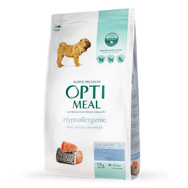 Optimeal Hypoallergenic M/L sausas Maistas šunims su lašiša, 12 kg