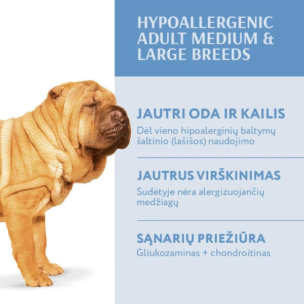 Optimeal Hypoallergenic M/L sausas Maistas šunims su lašiša, 4kg