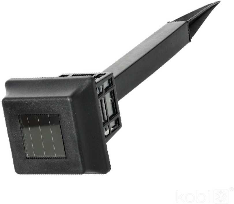 0,06W LED įsmeigiamas šviestuvas su saulės baterija FUSION, juodas, 6500K, IP44, 12vnt. pakuotė