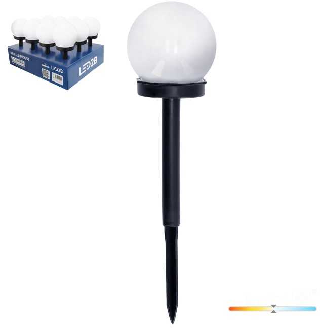 0,06W LED įsmeigiamas šviestuvas su saulės baterija SPHERE G2, juodos/baltos sp., 4000K, IP44