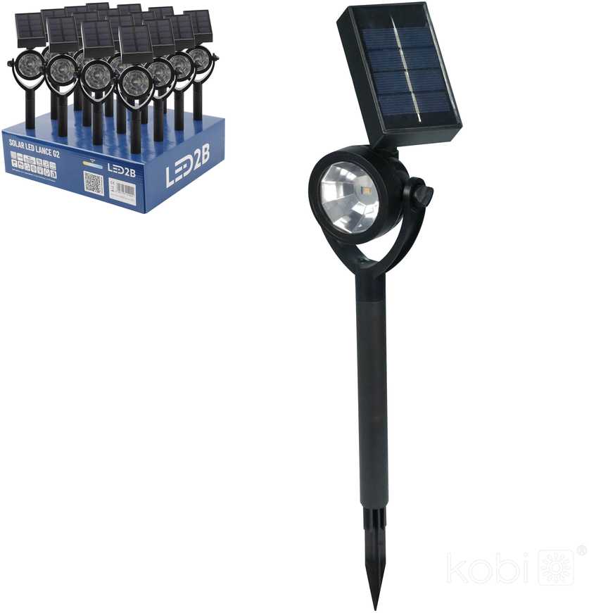 0,06W LED įsmeigiamas šviestuvas su saulės baterija LANCE, juodas, 4000K, IP44