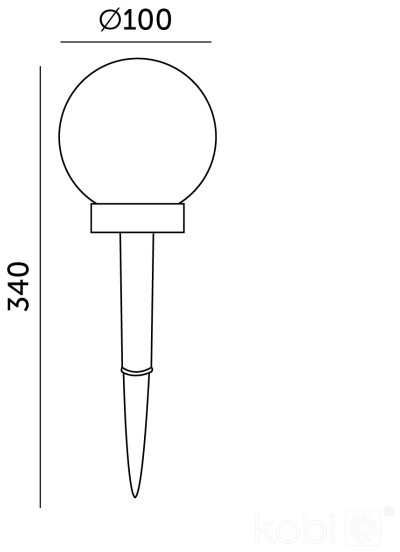 0,12W LED įsmeigiamas šviestuvas su saulės baterija GLOBE, juodos sp./tamsus gaubtas, 3000K, IP44