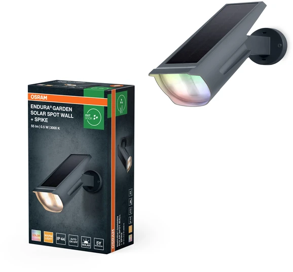 0,5W LED šviestuvas su saulės baterija ENDURA GARDEN SOLAR SPOT, tamsiai pilkas, 3000K/RGB