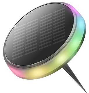 0,6W LED įsmeigiamas lauko šviestuvas su saulės baterija, juodas, RGB